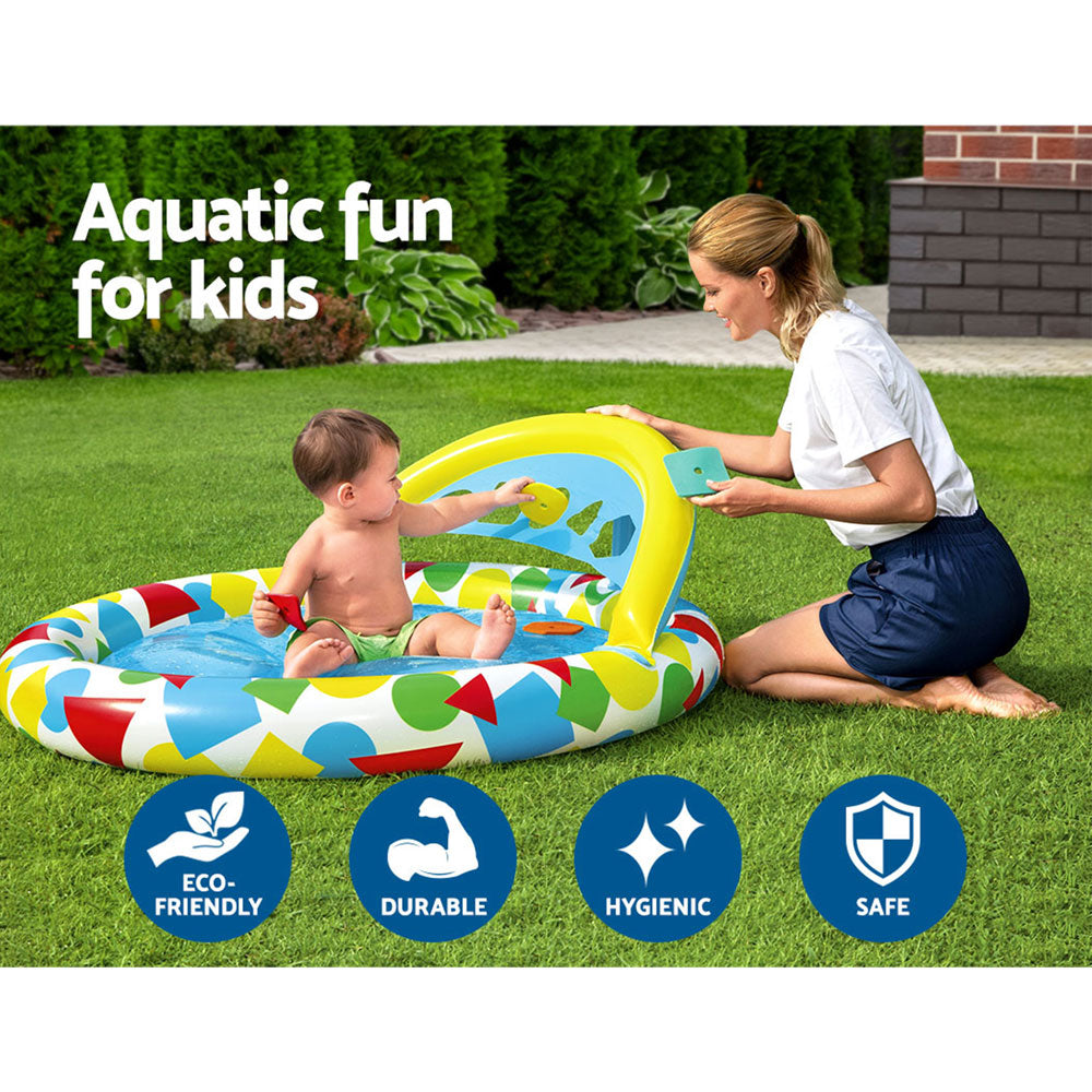 Bestway Kids Pool 120x117x46cm Inflatable Play Swimming Pools w/ Canopy 45L