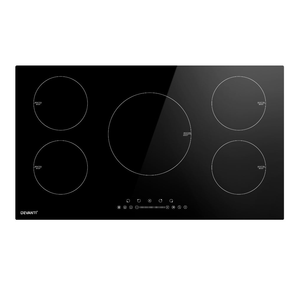 Devanti Induction Cooktop 90cm Electric Cooker Ceramic 5 Zones Stove Hot Plate