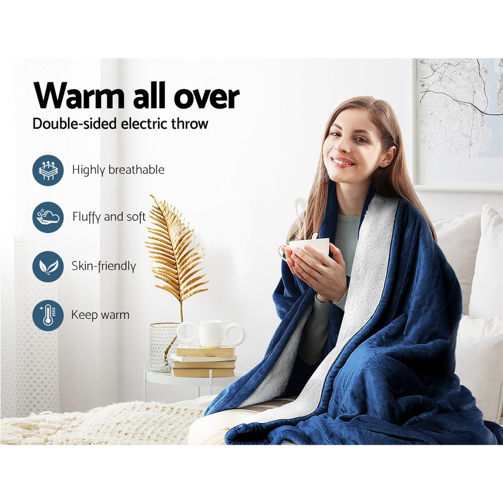 Giselle Electric Throw Rug Heated Blanket Washable Snuggle Flannel Winter Green