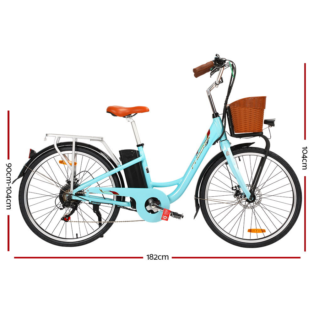 Phoenix 26 Inch Electric Bike Urban Bicycle eBike Removable Battery Blue