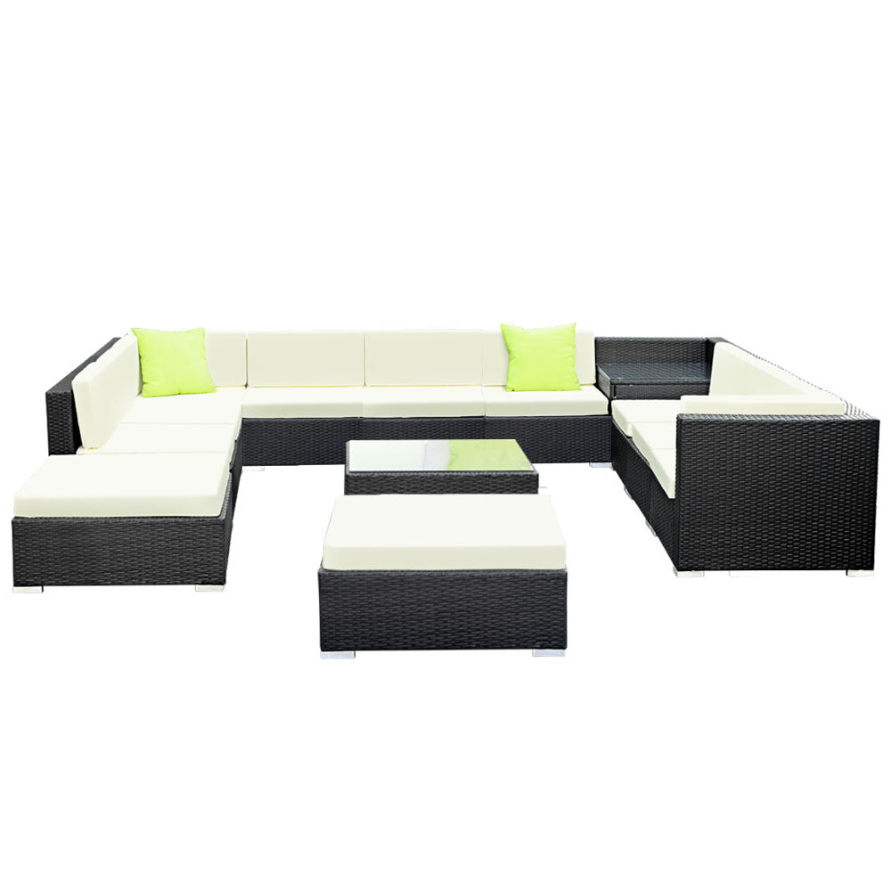 Gardeon 13-Piece Outdoor Sofa Set Wicker Couch Lounge Setting Cover