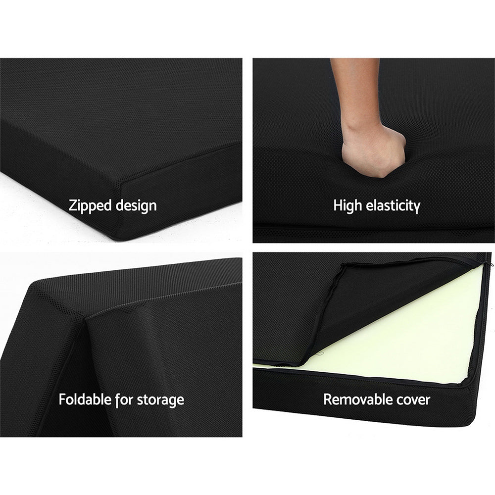 Giselle Bedding Foldable Mattress Folding Foam Bed Mat Double Black