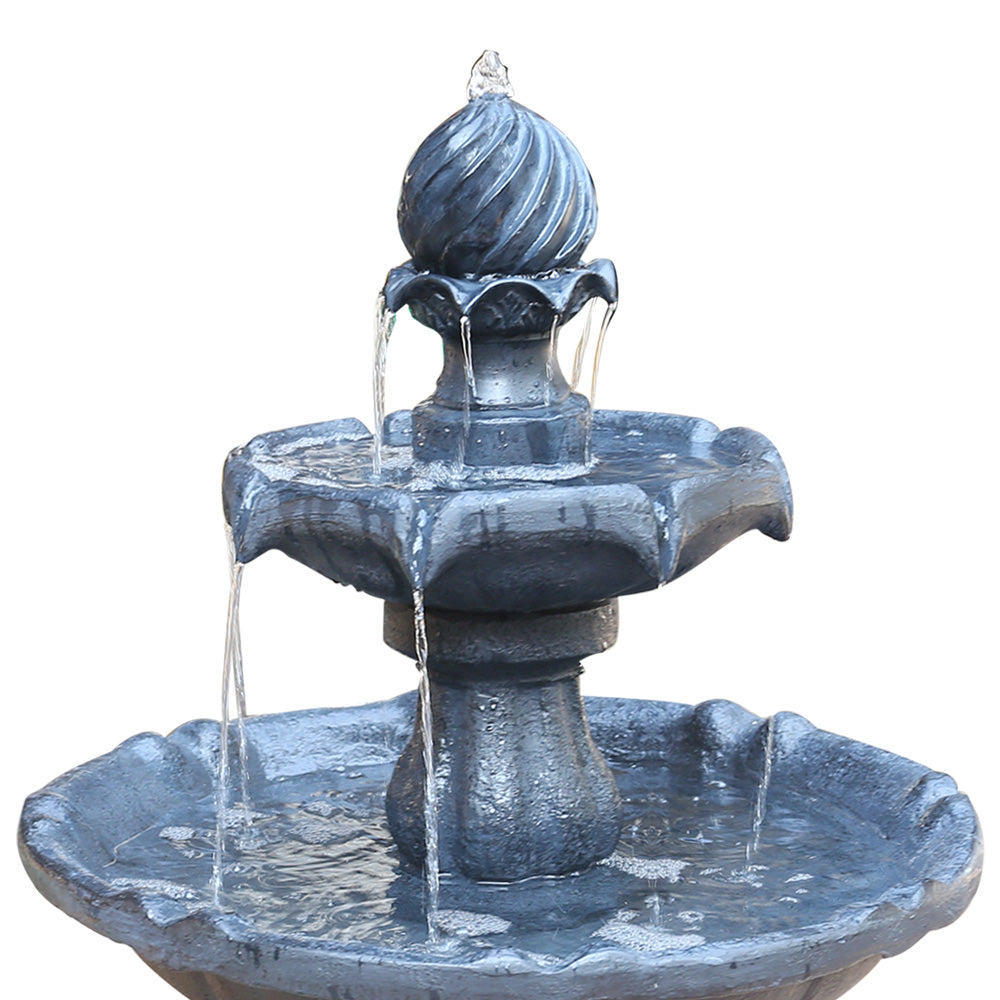 Gardeon Solar Water Feature 3 Tiers Black 93cm