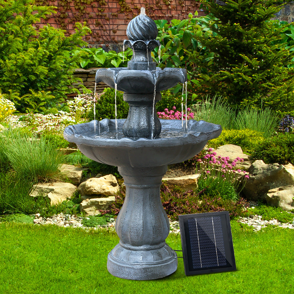 Gardeon Solar Water Feature 3 Tiers Black 93cm