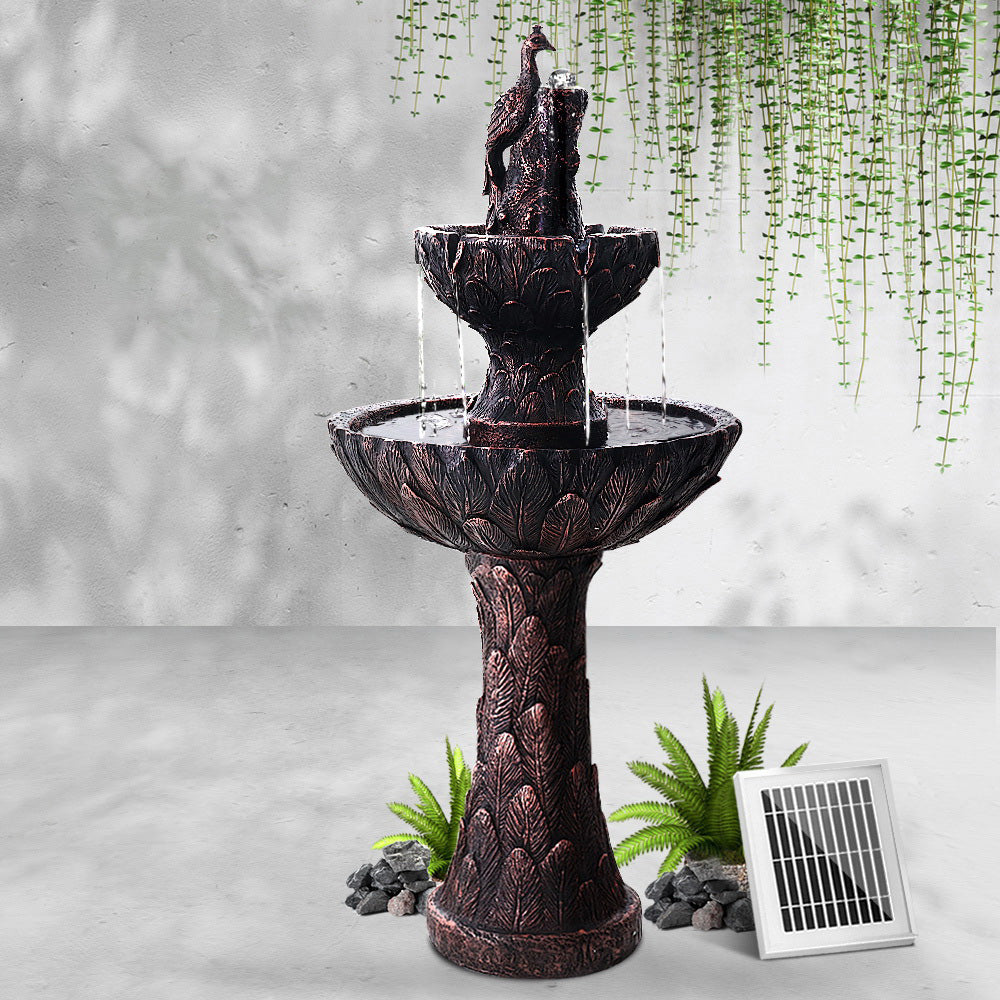 Gardeon Solar Water Feature 3-Tiers Peacock 106cm