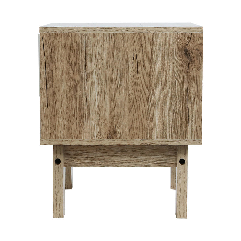 Artiss Bedside Table 1 Drawer with Shelf - IKER White & Oak