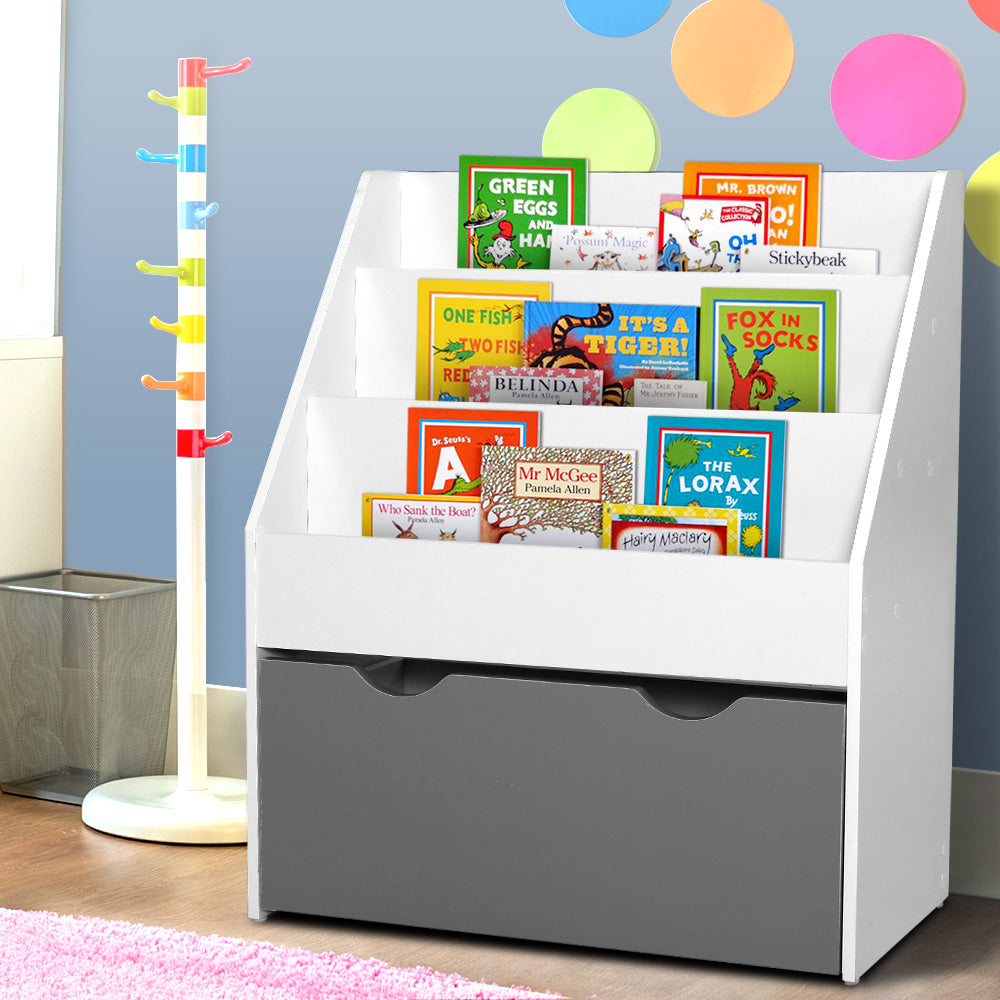 Keezi 3 Tiers Kids Bookshelf Magazine Rack Children Bookcase Organiser Storage