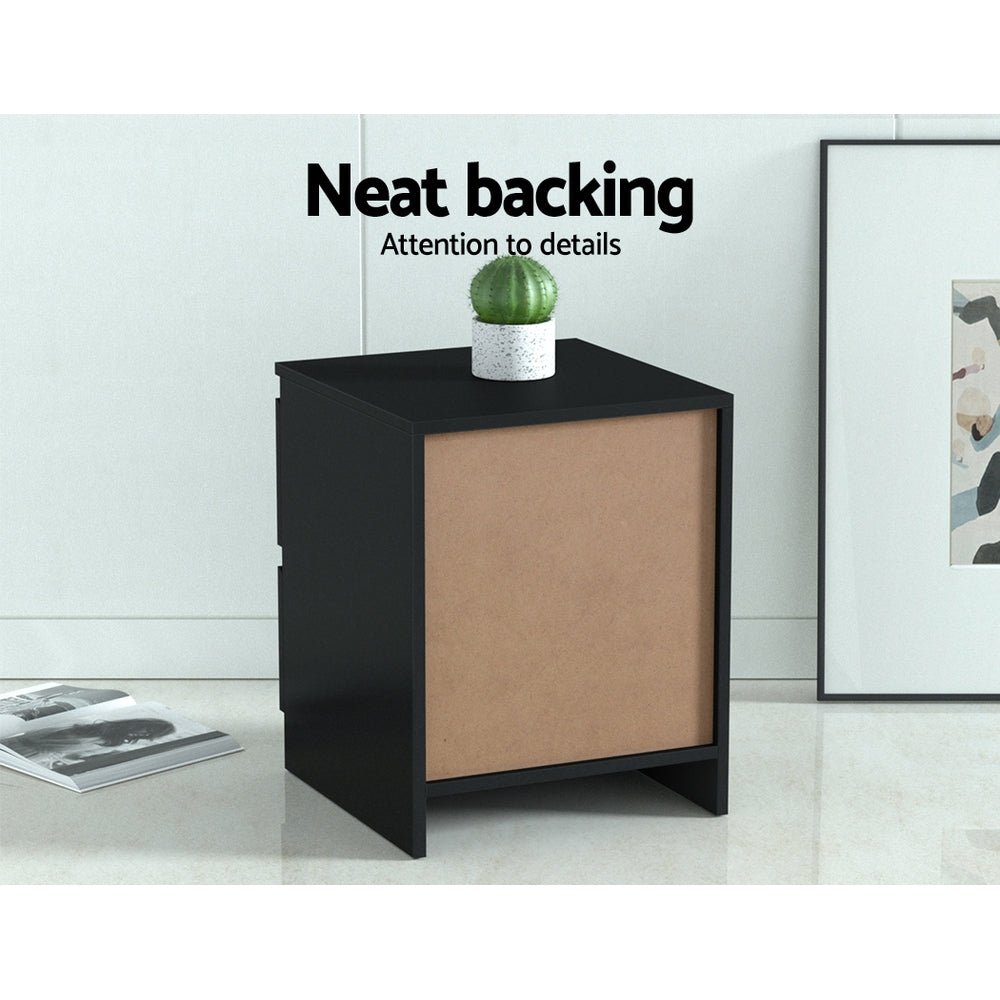 Artiss Bedside Table 2 Drawers - PEPE Black