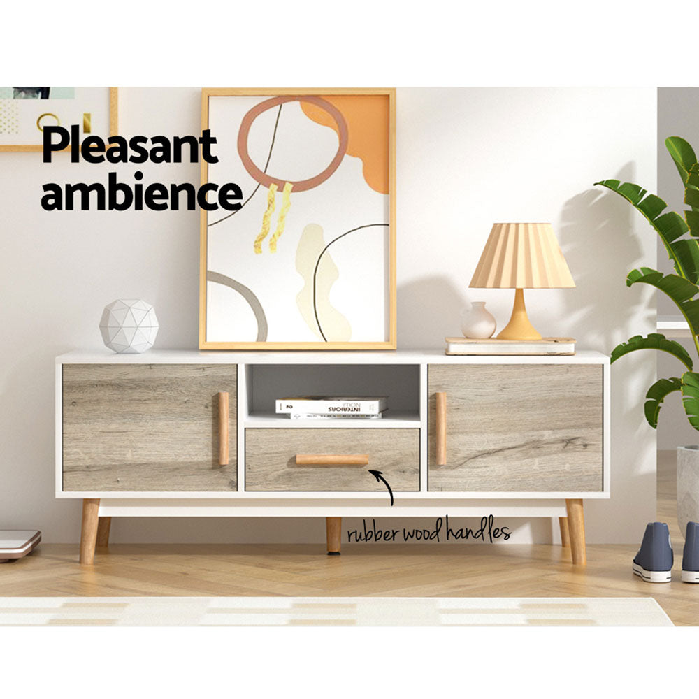 Artiss Wooden Entertainment Unit - White & Wood