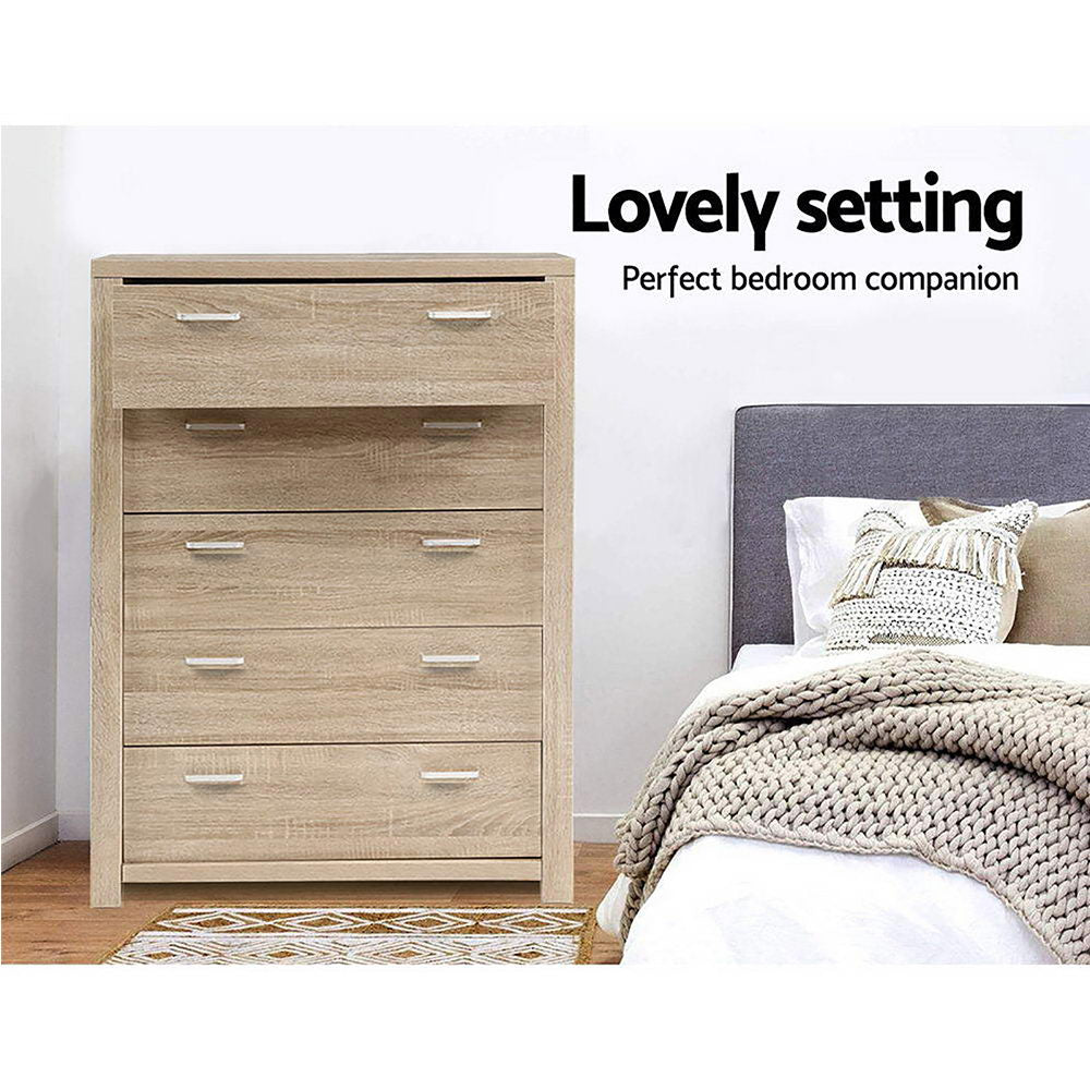 Artiss 5 Chest of Drawers - MAXI Pine