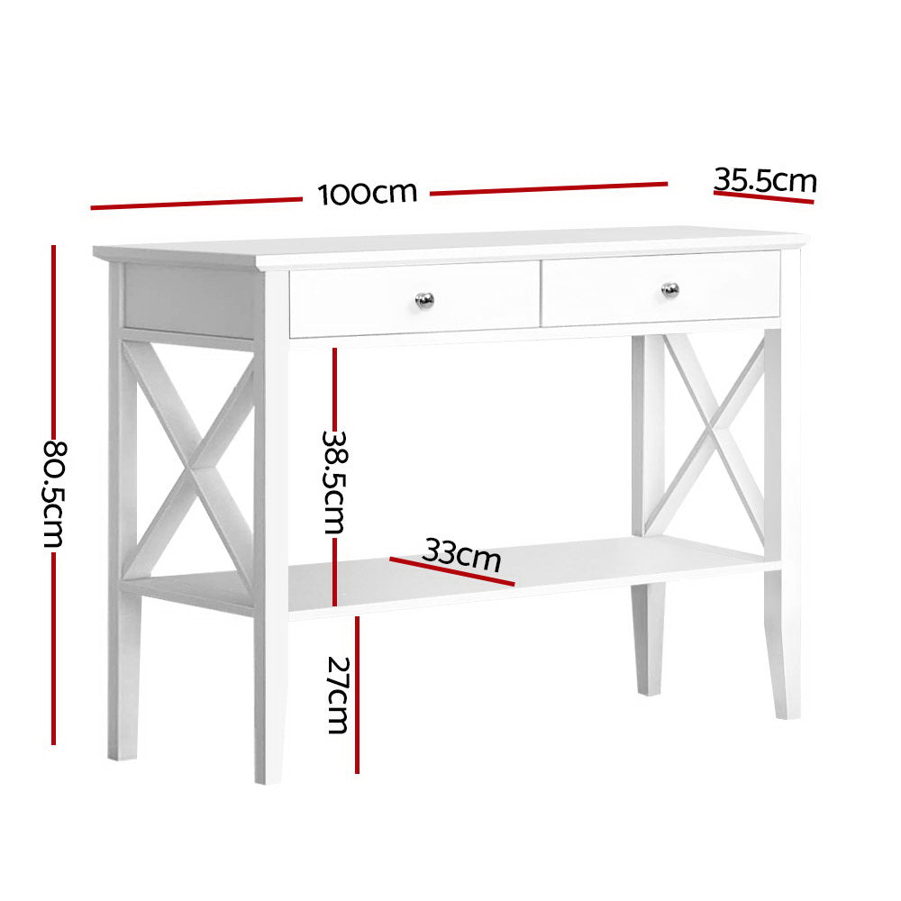 Artiss Console Table 2 Drawers 100CM White Chole