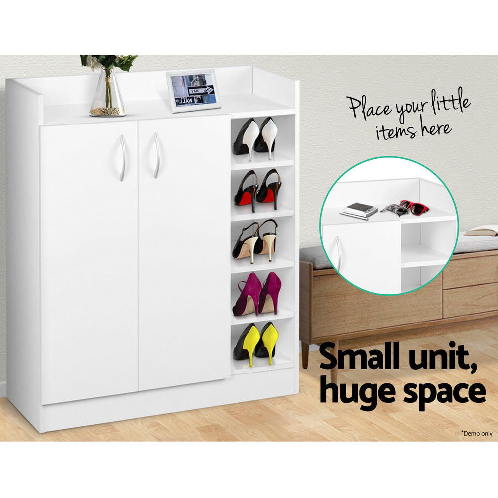 Artiss 2 Doors Shoe Cabinet Storage Cupboard - White