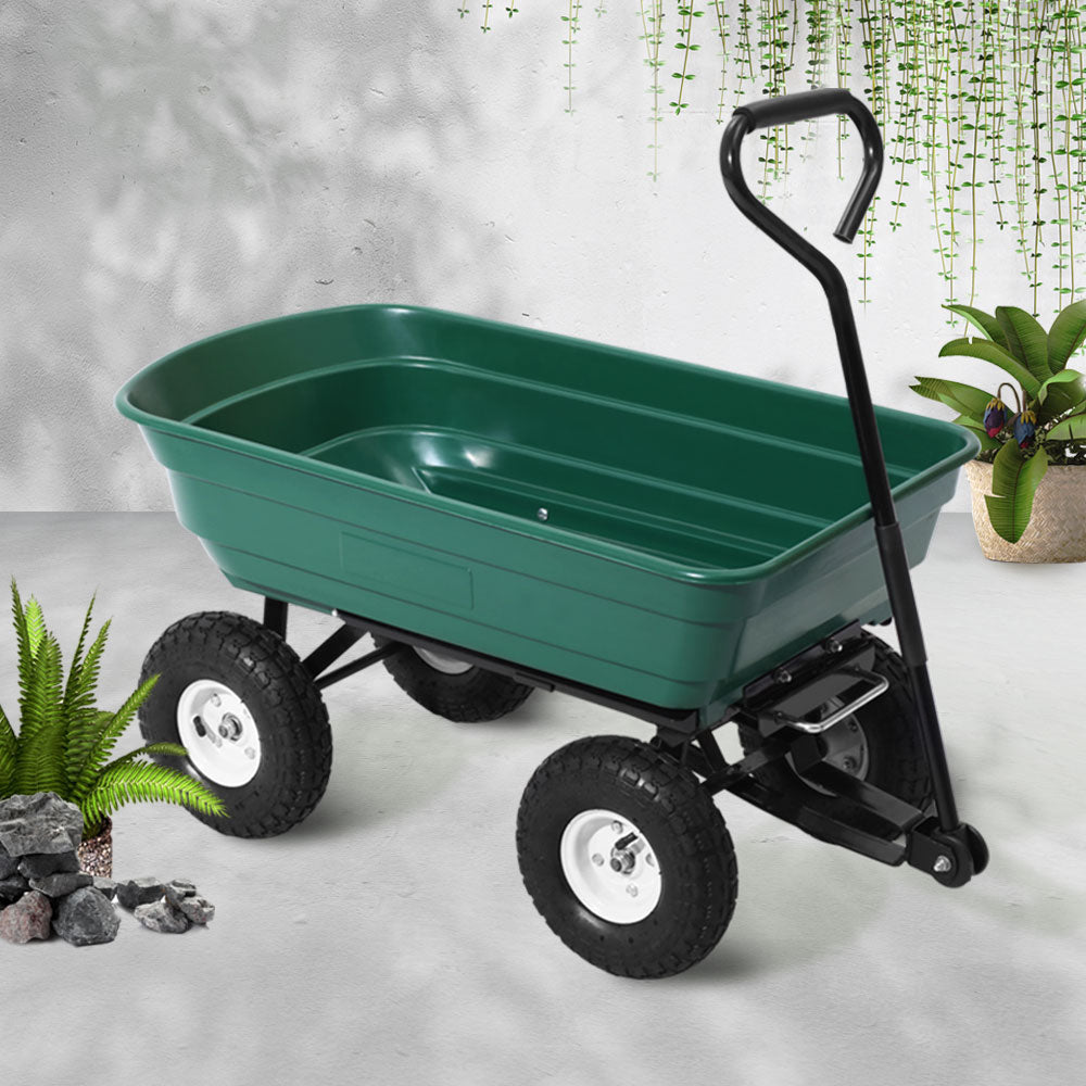 Gardeon Garden Cart Dump 270kg Hand Trailer Trolley Wagon Wheelbarrow Pull 75L