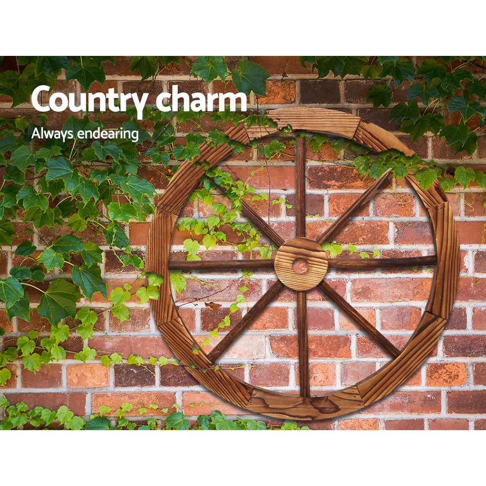 Gardeon Garden Decor Outdoor Ornament Wooden Wagon Wheel