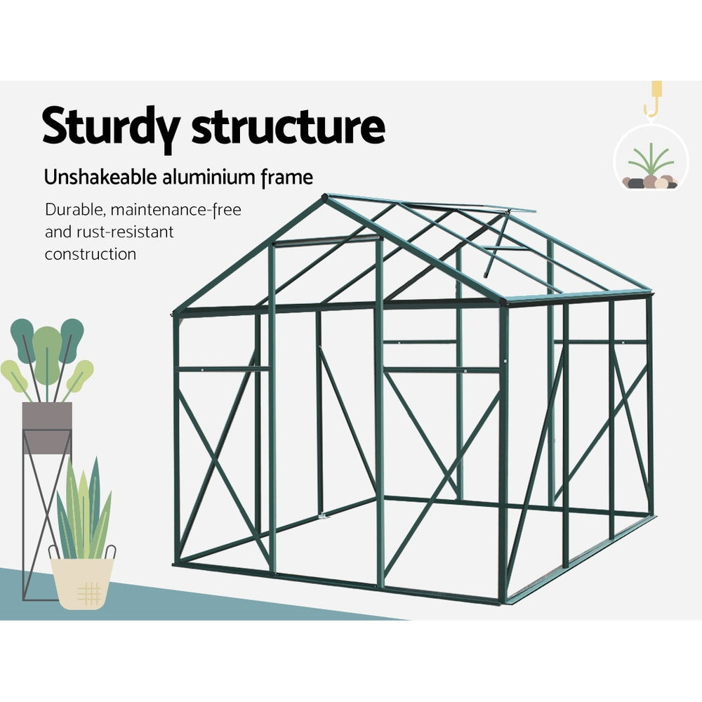 Greenfingers Greenhouse 1.9x1.9x1.83M Aluminium Polycarbonate Green House Garden Shed