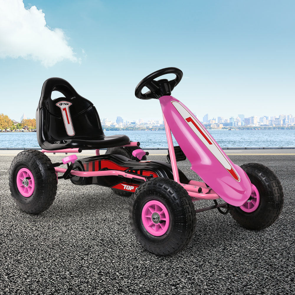 Rigo Kids Pedal Go Kart Ride On Toys Racing Car Adjustable Seat Pink