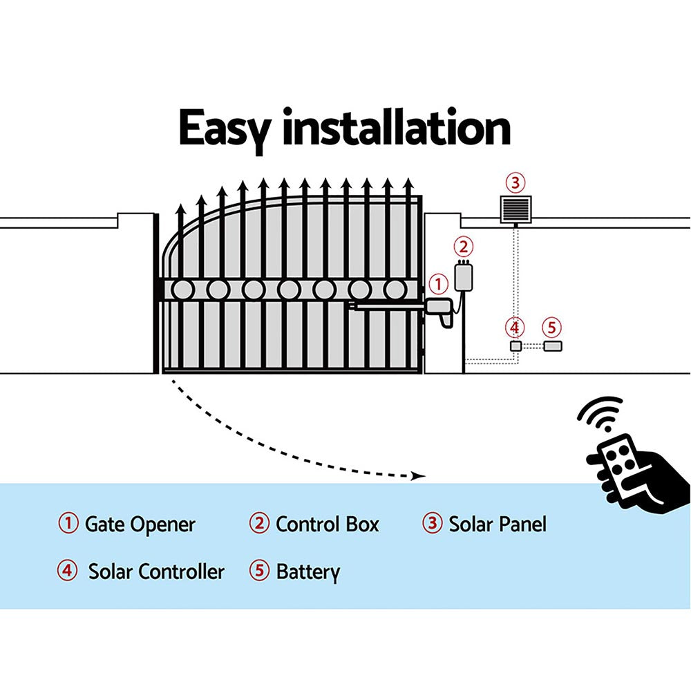 LockMaster Swing Gate Opener Automatic Solar Power 20W 600KG