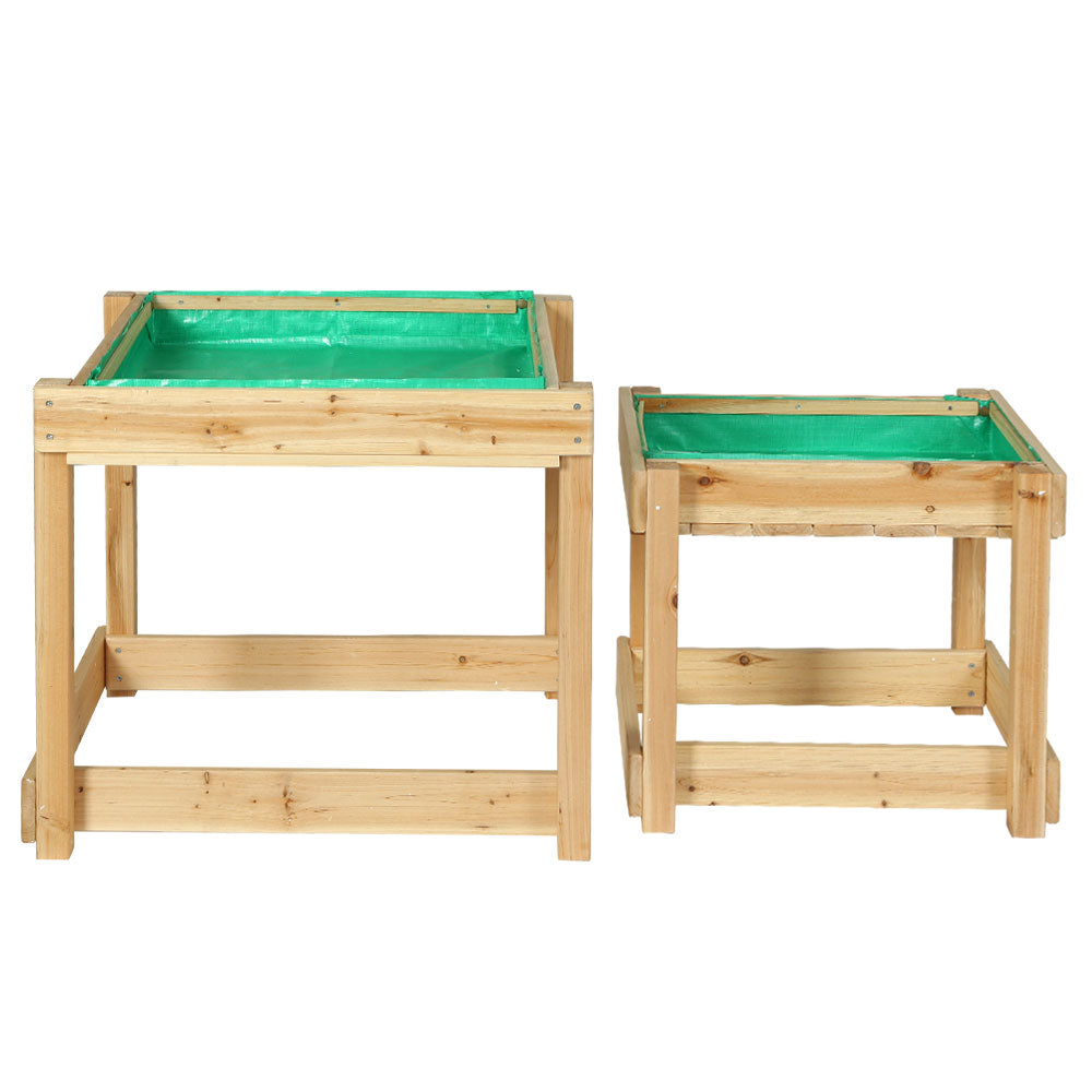 Keezi Kids Sandpit Wooden Sandbox Sand Pit Water Table Outdoor Toys 101cm