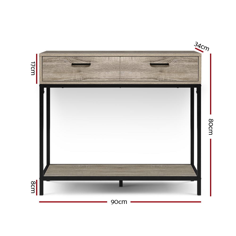 Artiss Hallway Console Table Hall Side Entry Display Desk Drawer Storage Oak