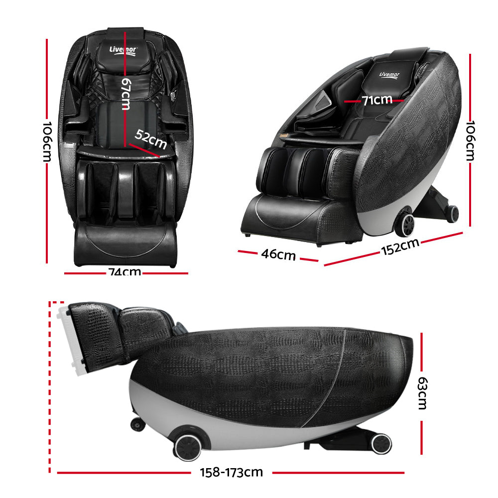 Livemor Massage Chair Electric Recliner Zero Gravity Massage Chair Deluxe Black