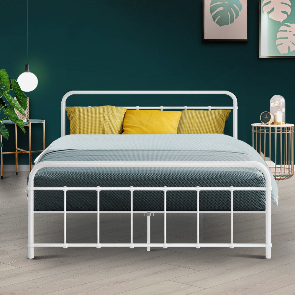 Artiss Bed Frame Metal Frames LEO - Double (White)