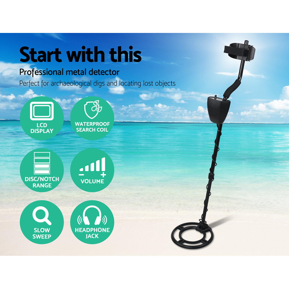 LCD Screen Metal Detector with Headphones - Black