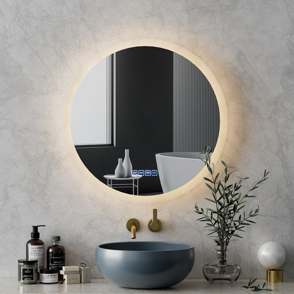 Embellir Bluetooth LED Wall Mirror With Light 60CM Bathroom Decor Round Mirrors