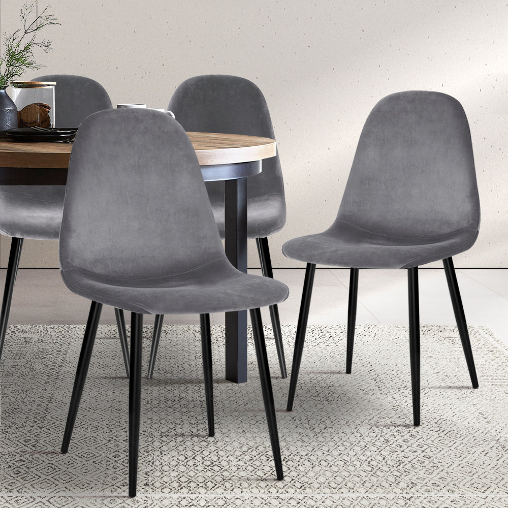 Artiss Dining Chairs Grey Velvet Set of 4 Nova