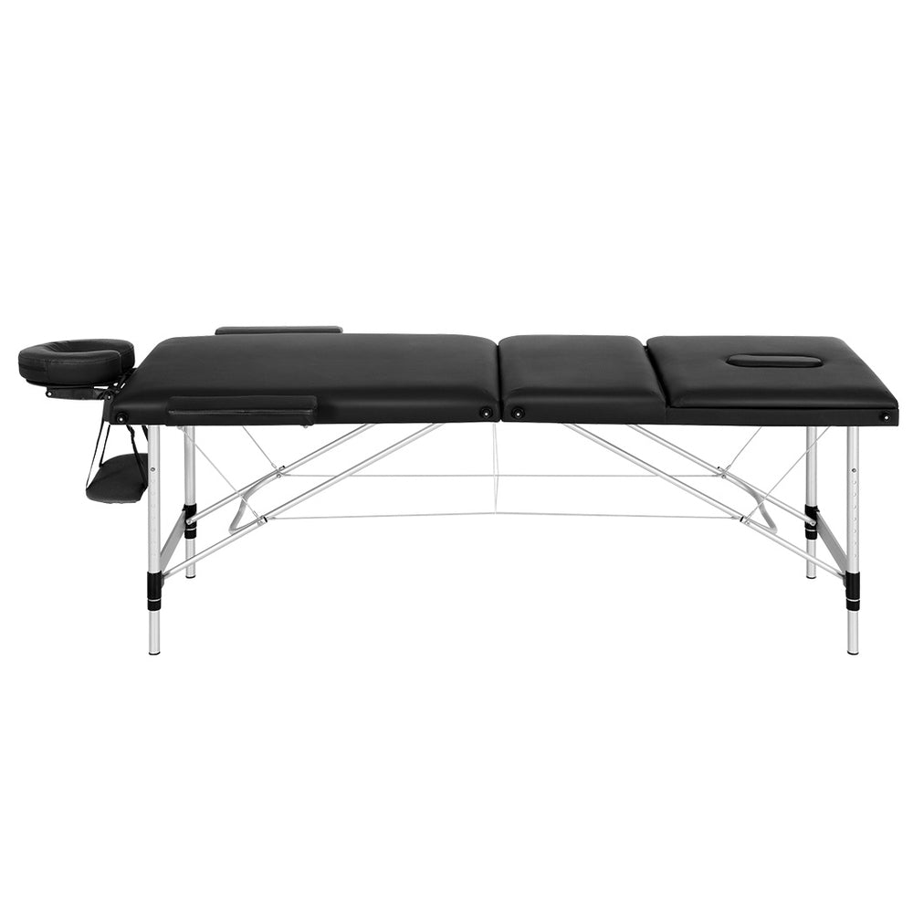 Zenses Massage Table 85CM Width 3 Fold Portable Aluminium Therapy Beauty Bed