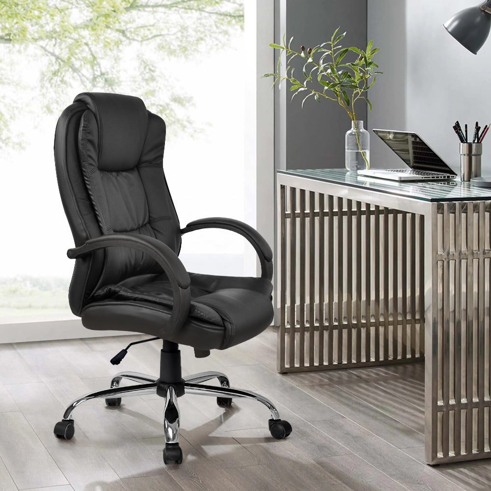 Artiss Executive Office Chair Leather Tilt Black