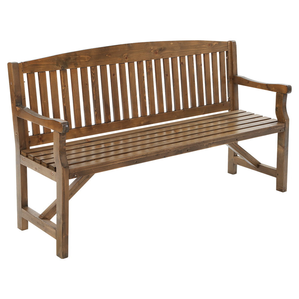 Gardeon 5FT Outdoor Garden Bench Wooden 3 Seat Chair Patio Furniture Natural