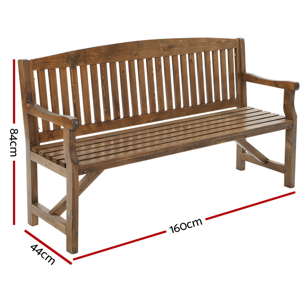 Gardeon 5FT Outdoor Garden Bench Wooden 3 Seat Chair Patio Furniture Natural