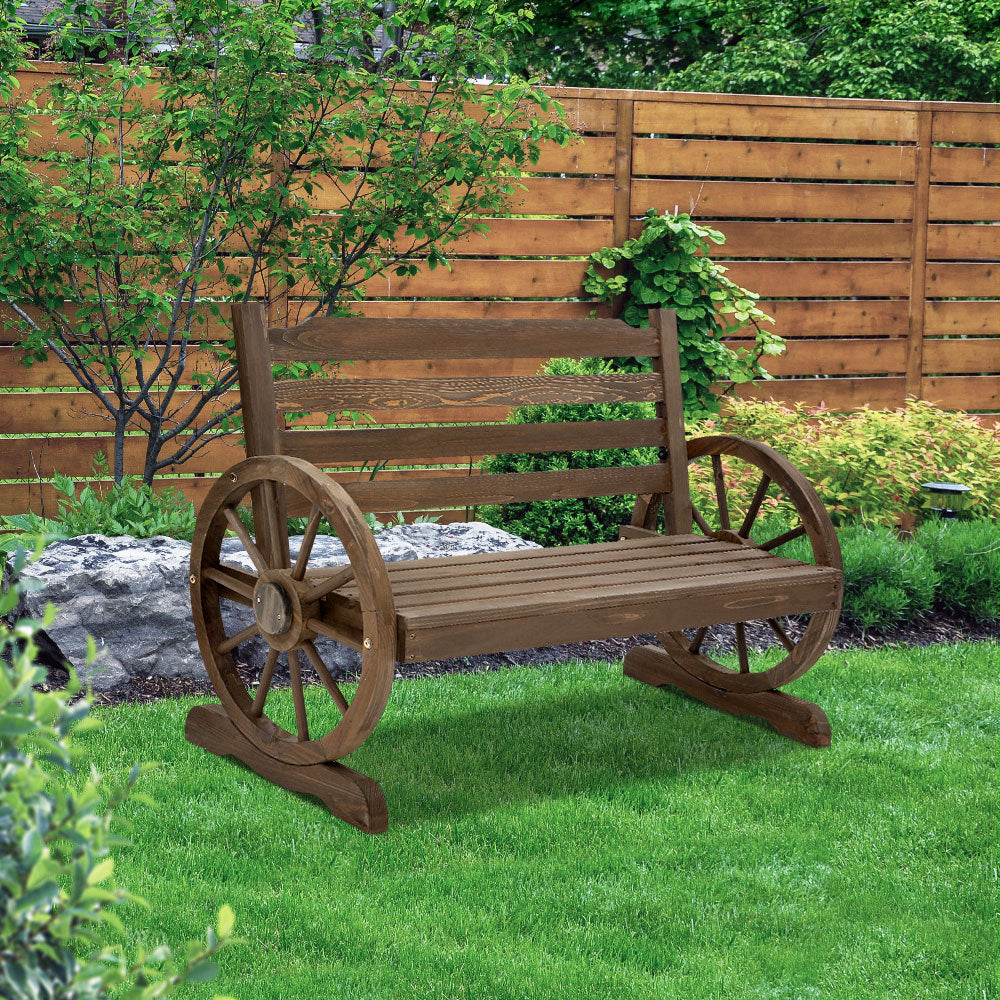 Gardeon Outdoor Garden Bench Wooden 2 Seat Wagon Chair Patio Furniture Teak