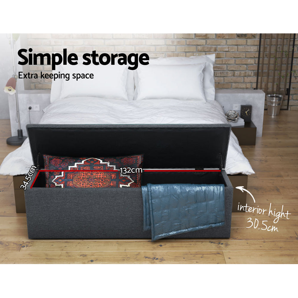 Artiss Storage Ottoman Blanket Box 140cm Linen Dark Grey