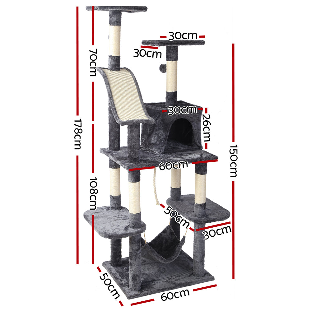 i.Pet Cat Tree 171cm Tower Scratching Post Scratcher Wooden Condo House Bed Toys