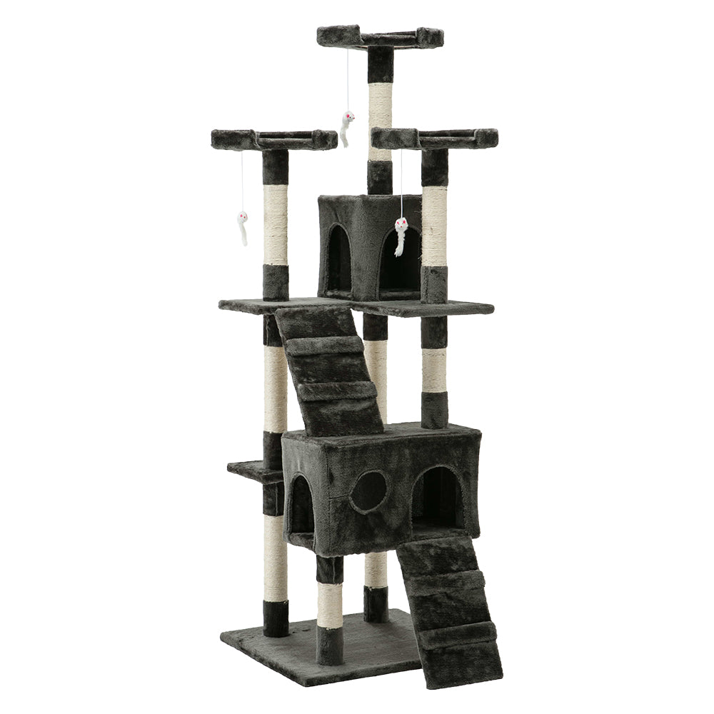 i.Pet Cat Tree 180cm Tower Scratching Post Scratcher Wood Condo House Toys Grey