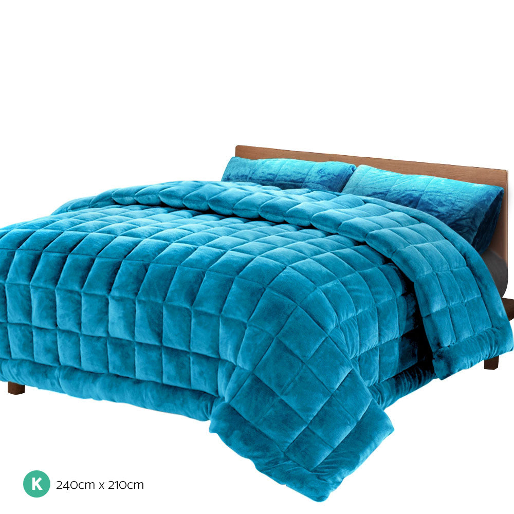 Giselle Bedding Faux Mink Quilt King Size Teal