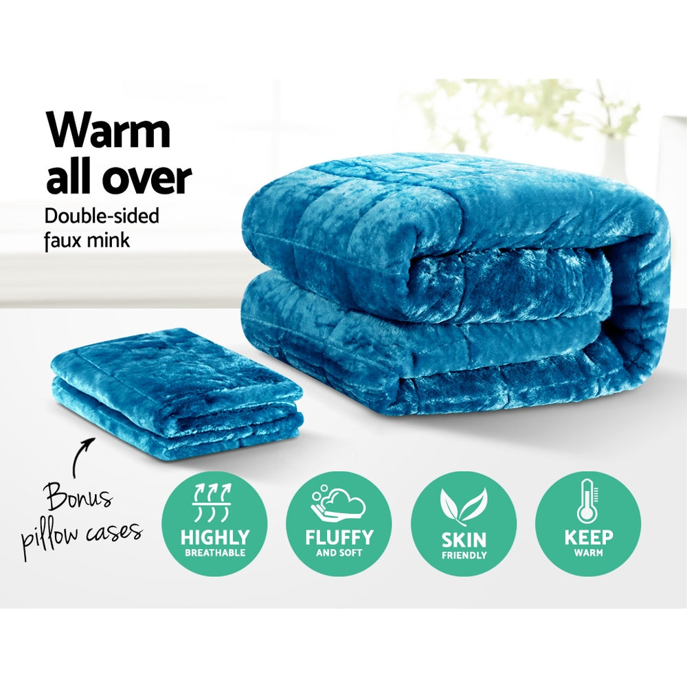 Giselle Bedding Faux Mink Quilt King Size Teal