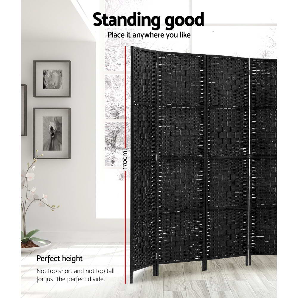 Artiss 8 Panel Room Divider Screen Privacy Timber Foldable Dividers Stand Black