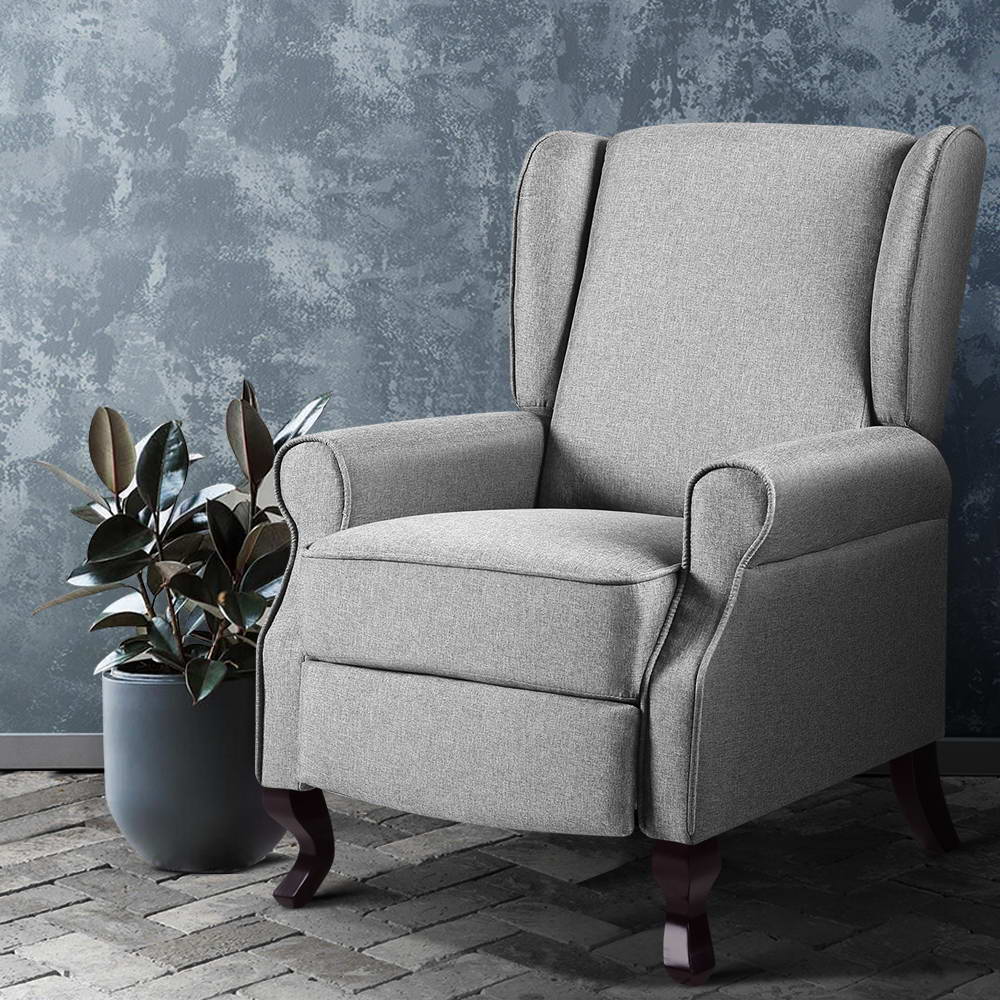 Artiss Recliner Armchair Grey Fabric Domini