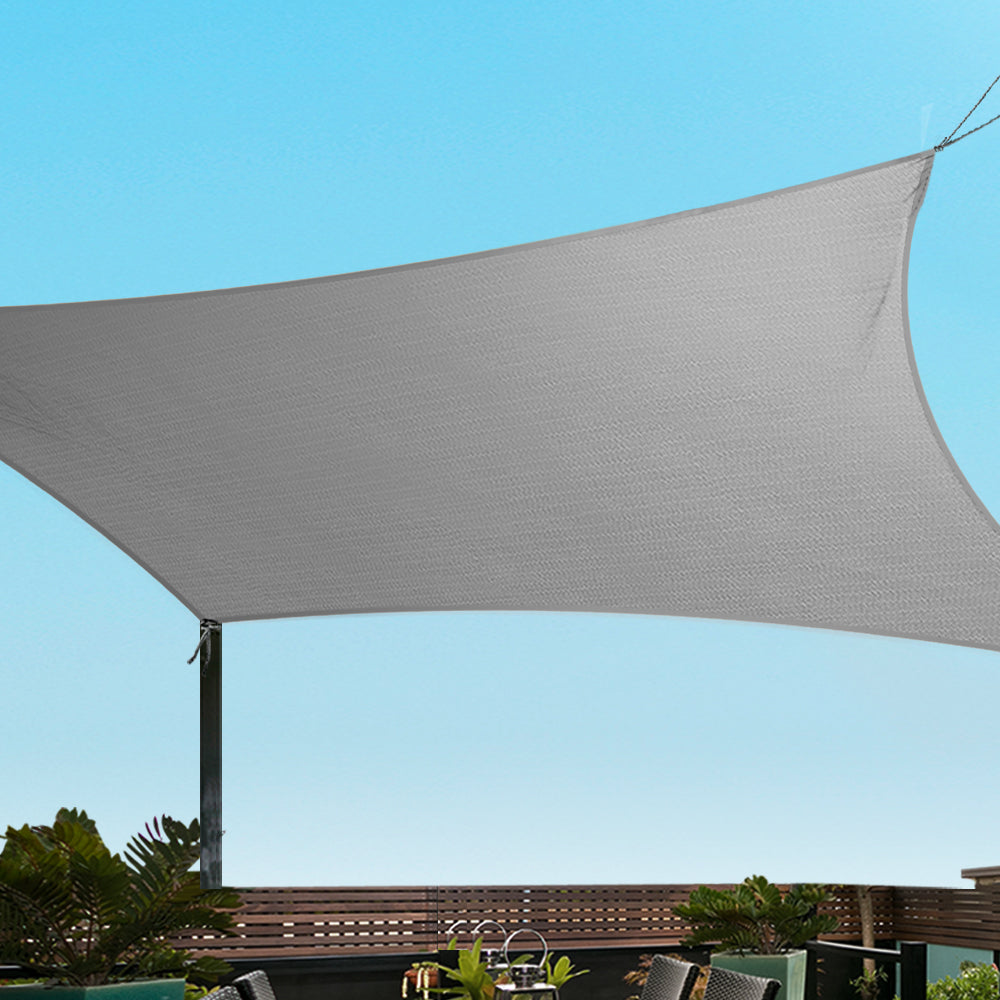 Instahut Shade Sail 4x5m Rectangle 280GSM 98% Grey Shade Cloth