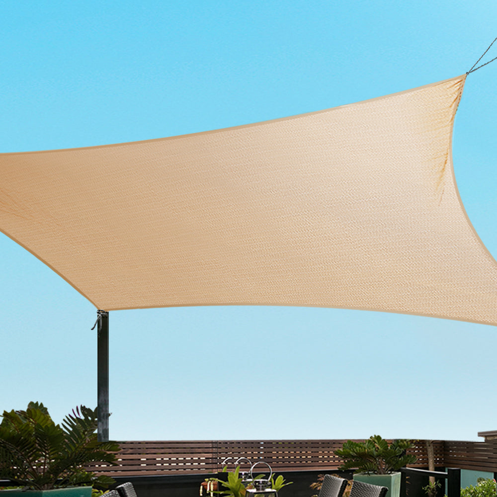 Instahut Shade Sail 4x5m Rectangle 280GSM 98% Sand Shade Cloth