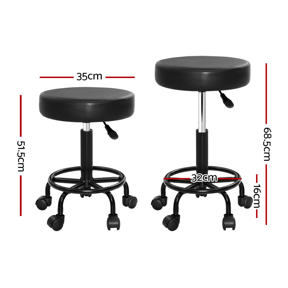 Artiss Round Salon Stool Stools Black Swivel Barber Hair Hydraulic Chairs Lift