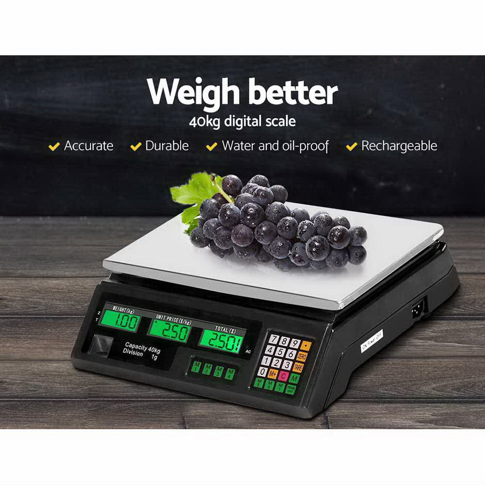 Emajin Scales Digital Kitchen 40KG Weighing Scales Platform Scales LCD Black