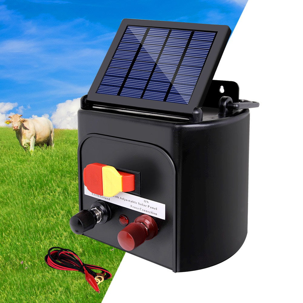 Giantz Fence Energiser 3KM Solar Powered 0.1J Electric Fencing Charger