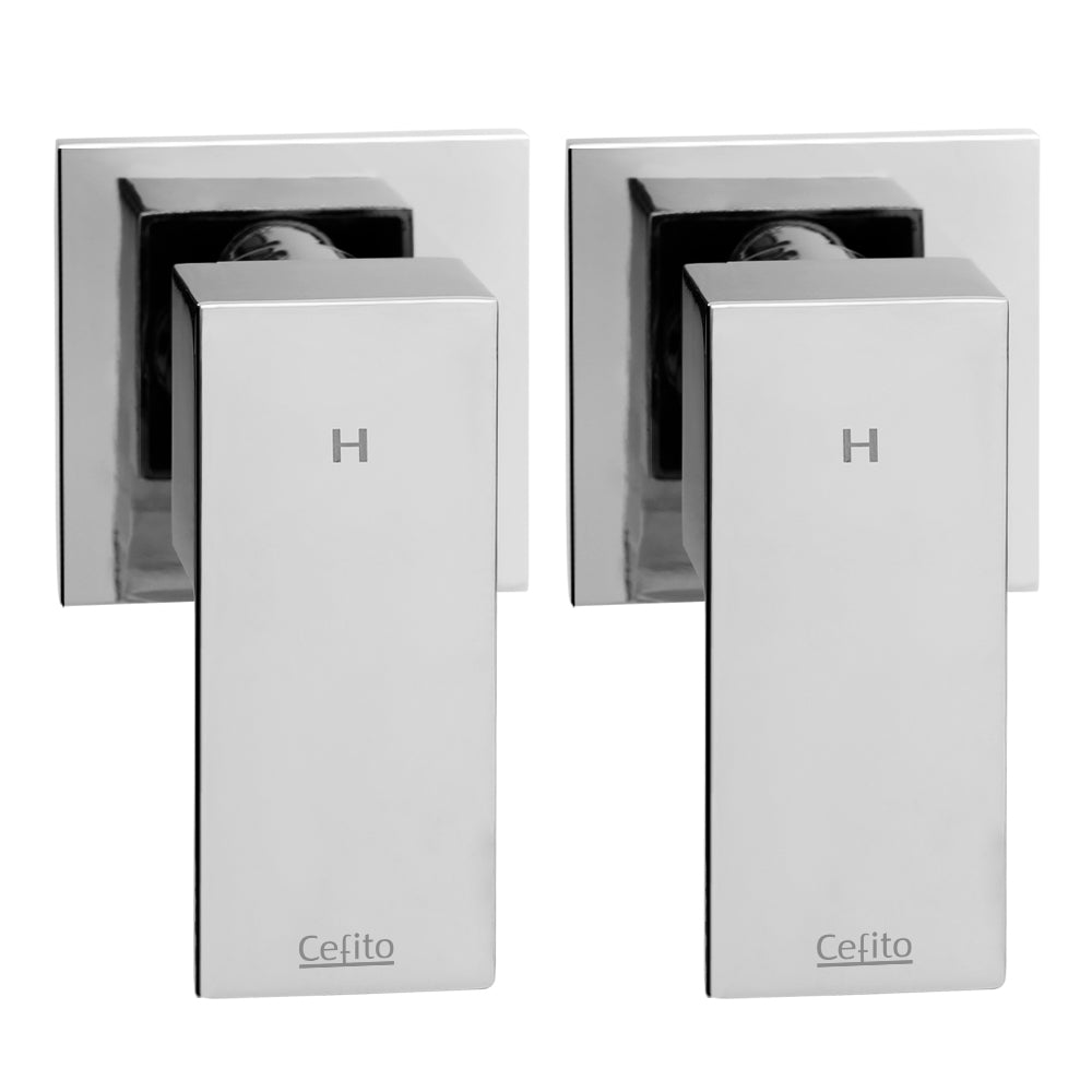 Cefito Shower Tap Bath Twin Taps Hot Cold Wall Basin Sink Vanity Brass Silver