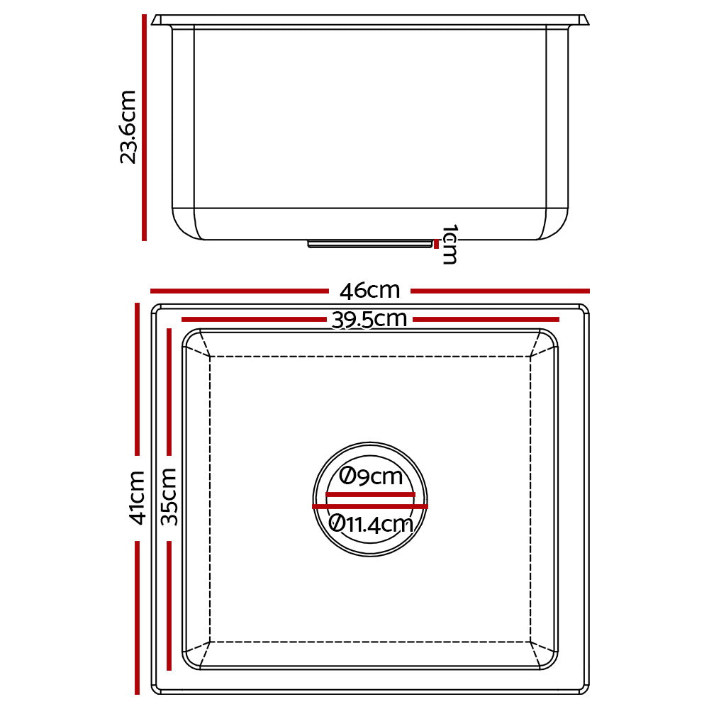 Cefito Stone Kitchen Sink 460X410MM Granite Under/Topmount Basin Bowl Laundry White