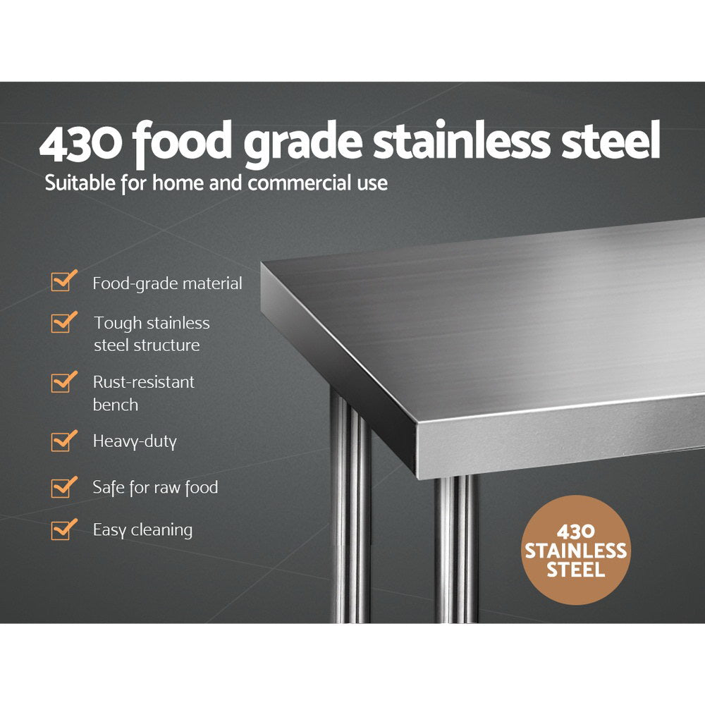 Cefito 610 x 1219mm Commercial Stainless Steel Kitchen Bench