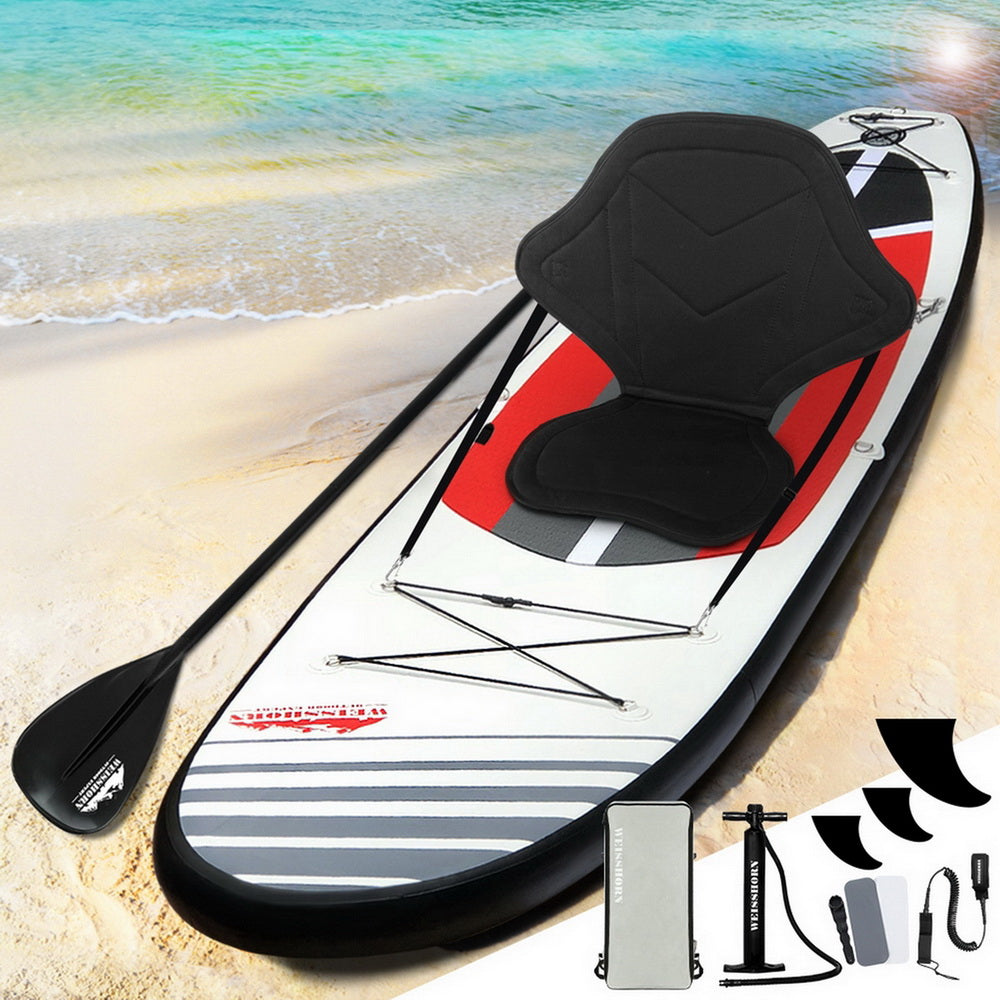 Weisshorn Stand Up Paddle Board 11ft Inflatable SUP Surfboard Paddleboard Kayak Surf Black