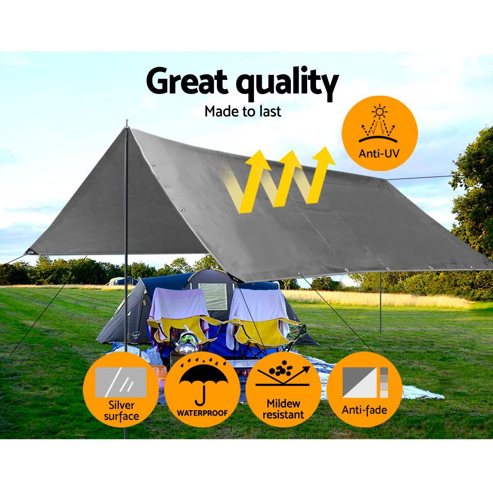 Instahut Tarp Tarpaulin 7.3x9m Canvas Camping Heavy Duty Sun Cover